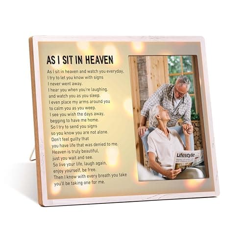 Image of Qiwog Memorial Photo Frame - As I Sit In Heaven Sympathy Condolence Gift Picture Frame - Bereavement Gifts For Loss Of Loved One - In Loving Memory Photo Frame Gifts -B21