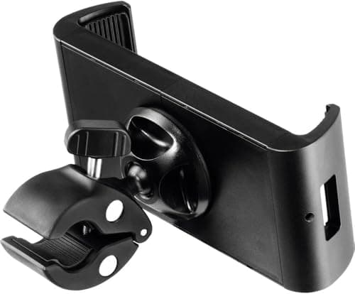 Image of Durable Tough Tablet Stand with Clamp - iPad Stand for Clamping to Bars or Trolleys - For 7-13" Tablets and Kindles - Rotatable 360 - Black