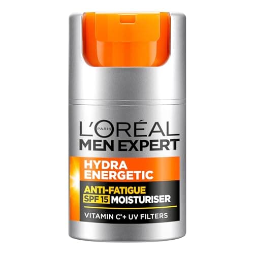 Image of L’Oréal Paris Men Expert Protective Anti-fatigue Moisturiser With SPF 15 for Men 50ml, Hydra Energetic Moisturiser With Vitamin C*, for Tired and Dry Skin, Hydrates and Protects Skin