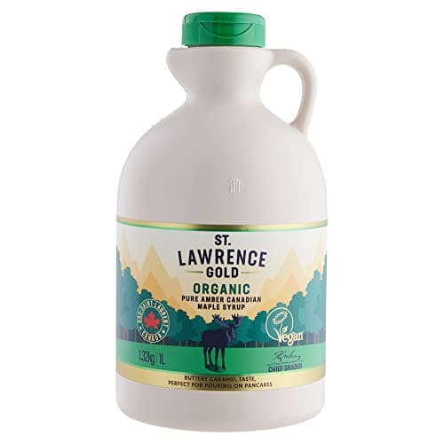 Image of St Lawrence Gold Organic Maple Syrup 1L - 100% Pure Canadian Amber Maple Syrup - Rich, Caramel Butter Taste for Pancakes, Waffles, Cooking and Glazing - Gluten Free, Vegan