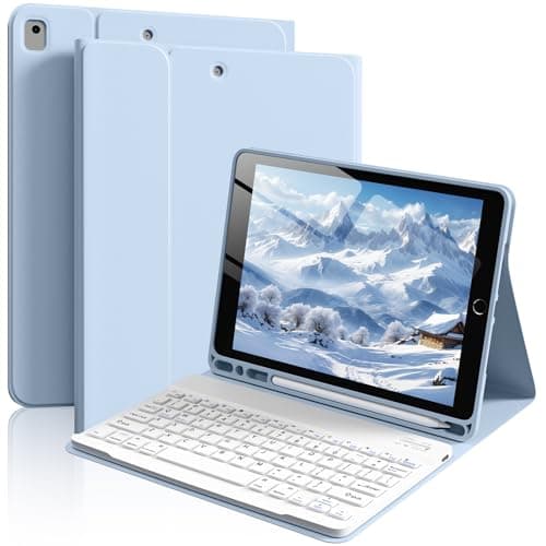 Image of IAMKHO Keyboard Case for iPad 9th/8th/7th Generation 10.2 Inch 2021/2020/2019, for iPad Air 3rd Gen/iPad Pro 10.5 inch with Pencil Holder, Slim Detachable Wireless Bluetooth Keyboard, Blue