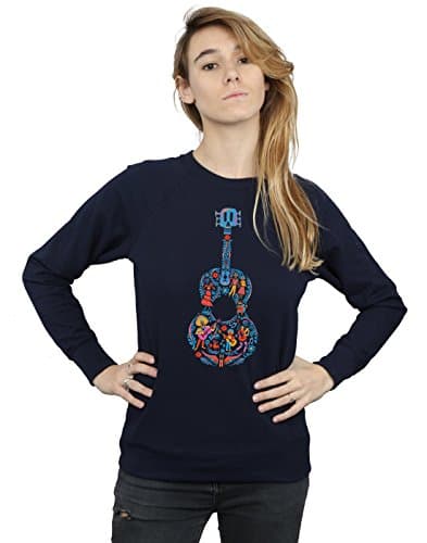 Image of Disney Women's Coco Guitar Pattern Sweatshirt Large Navy Blue