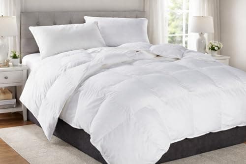 Image of HitlineUK King Size Duvet, Goose Feather And Down, King Size Cotton Bed Quilt, Soft Classic White, Perfect For Cosy Nights
