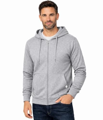 Image of Blu Apparel Men's Full Zip Hoodie French Terry Hoodies for Men (UK, Alpha, M, Regular, Regular, Grey)
