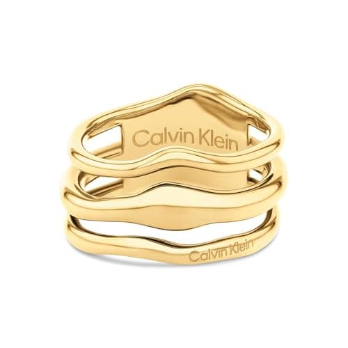 Image of Calvin Klein Women's CK WAVY Collection Ring in Yellow Gold - 35000723D