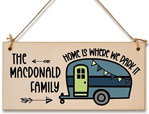 Image of Personalised Home is Where We Park It Handmade Wooden Plaque Caravan Décor Camping Lover Family Hanging Sign Gift