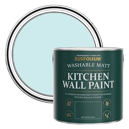 Image of Rust-Oleum Blue Washable Kitchen Wall Paint in Matt Finish - Duck Egg 2.5L