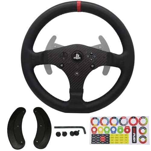 Image of Replace 13 inch lightweight Original Leather Steering Wheel Panel For For THRUSTMASTER T300RS/T300GT Force Feedback GT Racing Wheel Hub; For Xbox Series X/S PS4 PS5 (For T300RS/T300GT)