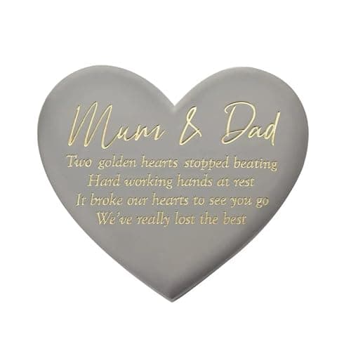 Image of Thoughts Of You Heart Memorial Graveside Plaque - Mum & Dad