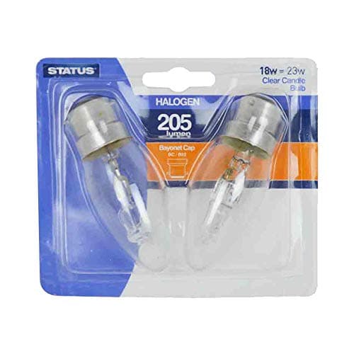 Image of Status 5 x Twin Pack Halogen Candle 18watt BC B22 Bayonet Cap Clear Equivalent to 23watt Warm Light Colour 2700k