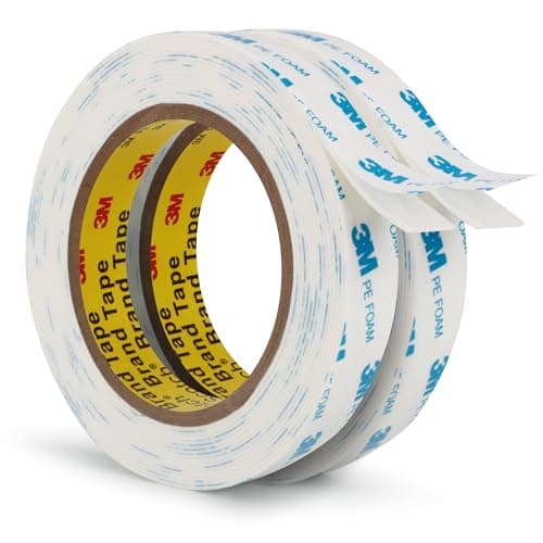 Image of 3M Double Sided Tape 1600T PE Foam Tape 19mm × 5m 2 Pack 1.1mm Thick Strong Permanent Adhesive Tape Heavy Duty Waterproof for Home Office Decor Crafts Arts DIY Paint Picture Poster