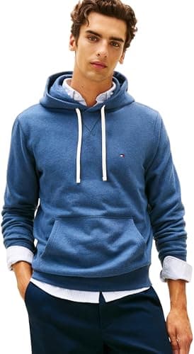 Image of Tommy Hilfiger Men ESS SEASONAL FLEECE HOODY MW0MW39997 Pullover Hoodie, BLUE, M