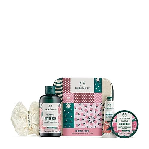 Image of The Body Shop Bloom & Glow British Rose Essentials Body Care Holiday Gift Set, Vegan, 5-Piece Set