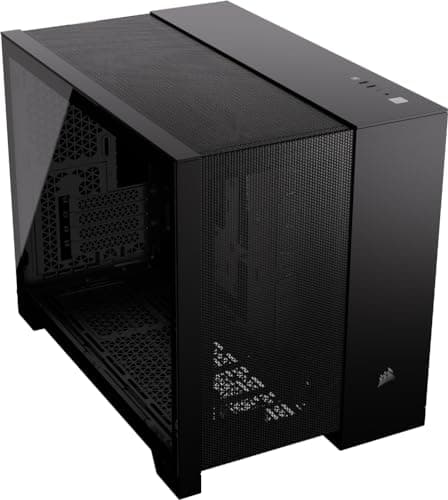 Image of CORSAIR 2500D AIRFLOW Small-Tower mATX Dual Chamber PC Case – Tempered Glass – Reverse Connection Motherboard Compatible – No Fans Included – Black