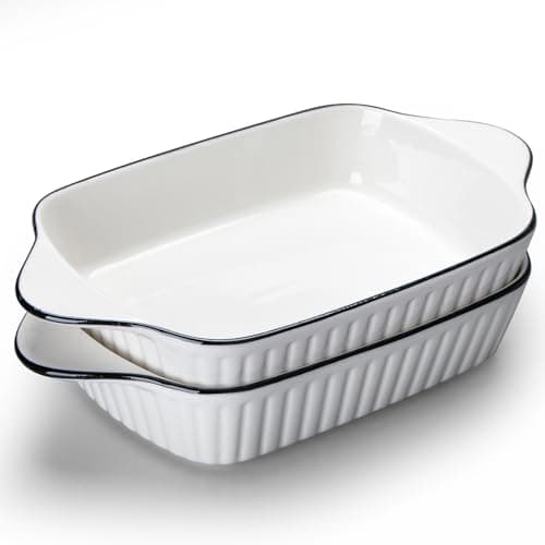 Image of Baking Dishes set of 2, 10.5'' Lasagne Dish, Ceramics Rectangular Baking Dishes with Handles,Ceramic Baking Dish, Oven Dish, Lasagna Casserole Pan, Oven Safe & Microwave Safe