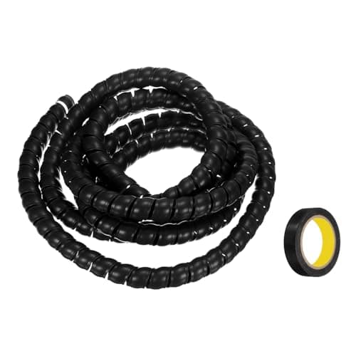Image of sourcing map Spiral Cable Wrap 9.8ft/3.0M 20mm Cable Management Sleeve PP Insulation Cord Organizer for Computer Wire Power Cable Gas Pipe Black with Tape