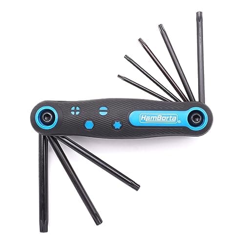 Image of HemBorta® Folding Security Torx Allen Key Set, 8pc Torx Star Keys T9-T40, Fold-Up Tamper Proof Star Key Wrench Set with Anti Tamper Proof Holes
