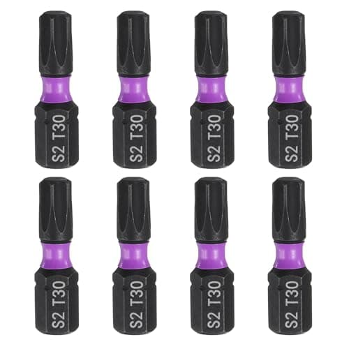 Image of sourcing map 8pcs T30 Torx Screwdriver Bit 1/4" Hex Shank 25mm/1" Length Magnetic Star 6 Point Head Hex Bits S2 Steel Screw Driver Bit Industrial Grade Electric Drill Bits