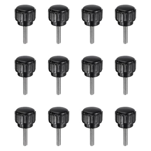 Image of sourcing map 12pcs Knurled Clamping Knobs M3 x 14mm Metric 304 Stainless Steel Male Thread Thumb Screw on Type 14mm Plastic Round Head Threaded Hand Bolt Stud Knobs Black
