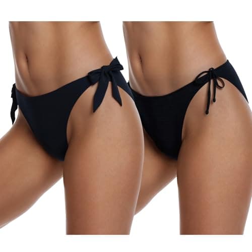 Image of Adigaber Women's Bikini Bottoms High and Low Waisted Sexy Bikini Briefs Swim Shorts 2 Pack