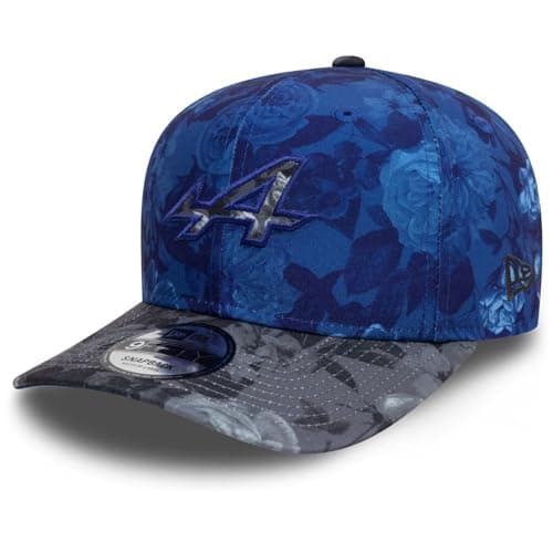 Image of New Era Alpine F1 Team 9FIFTY Baseball Cap, Tonal Floral Pattern, Light Navy and Dark Grey (UK, Alpha, M, L, Blue)