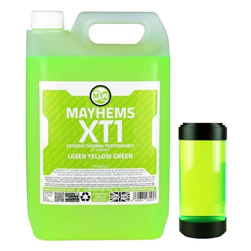 Image of Mayhems - XT1 Premixed PC Coolant - Computer Water Cooling Fluid - Liquid Cooling, Thermal Performance Series, 5 Litre, Laser Yellow Green