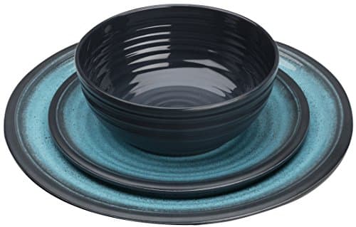 Image of Flamefield GA0112 Granite 12 Piece Melamine Dining Set - Aqua