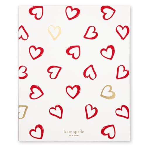 Image of kate spade new york Small Concealed Spiral Notebook, 8.25" x 6.75" Journal Notebook with 112 Lined Pages (Brushstroke Hearts)