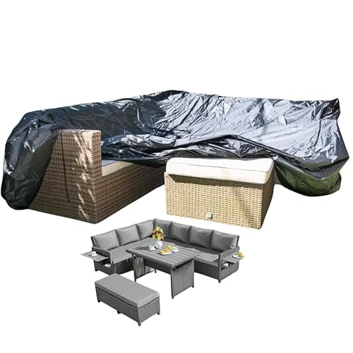 Image of Speedwellstar Waterproof Garden Furniture Cover Corner Rattan Sofa 280x106x204 cm Heavy Duty Outdoor Protection – Breathable Oxford Fabric with PU Coating