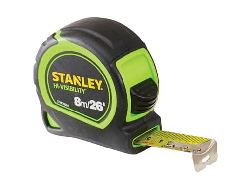 Image of Stanley Hi Viz Tylon Pocket Tape 5M – High‑Visibility Durable Measuring Tape With Tylon Coating, Compact Design, Easy‑Read Markings, Smooth Retraction, Ideal For Trades, Diy & Bulk Use