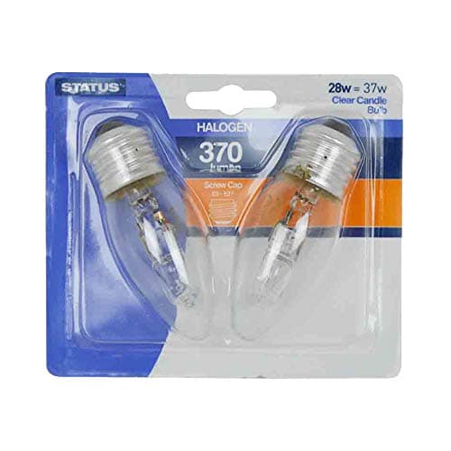 Image of Status 2 x Halogen Candle ES E27 28 watts = 37 watts Light Bulbs