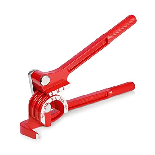 Image of Flexzion Tube Bender Tool - Manual OD Tubing Bending 3 Size 1/4" 5/16" 3/8" 180 Degree Lever Type Heavy Duty Bend Copper Brass Aluminum & Soft Metal for HVAC Water Gas Pipe Automotive Plumbing (Red)