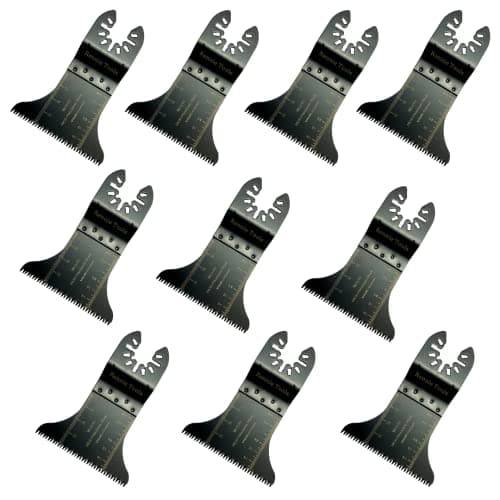 Image of Pack of 10 x 65mm Wide Coarse Oscillating Multi Tool Blades/Wood Cutter Saw Blades Set Compatible with Dremel Fein Multimaster Makita Stanley Worx Dewalt Multi Tool Etc Curved Multitool Blade