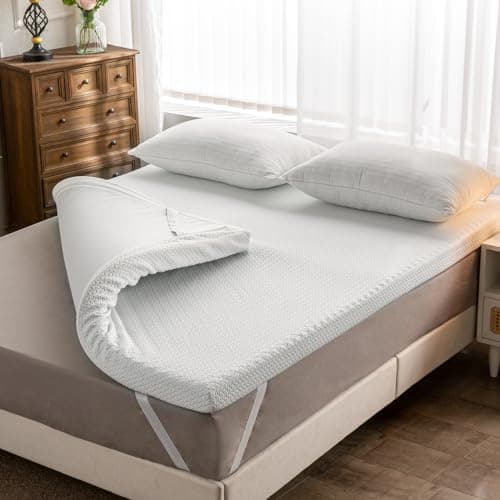 Image of Memory Foam Mattress Topper Double Bed-7cm Thickness Mattress Topper for Back Pain Relief with Washable Bamboo Cover (Double Size-135x190cm)