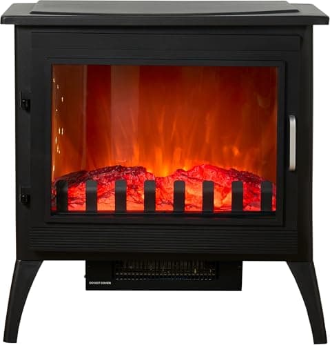 Image of Sureflame Marlow 3-Sided Electric Stove in Black with Manual Control, Thermostat, Dimmable Flame Effect