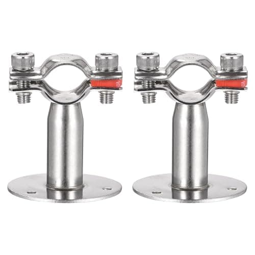 Image of TA-VIGOR 304 Stainless Steel Adjustable Pipe Support Bracket, Wall and Ceiling Mount Pipe Clamp Holder for 20-22mm Tubes, Heavy Duty Tube Clamp with Mounting Parts 2Pcs