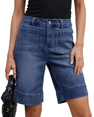 Image of Vetinee Ladies Denim Shorts Stretch Denim Shorts Darkness Blue Size XX-Large Fits UK 24-26