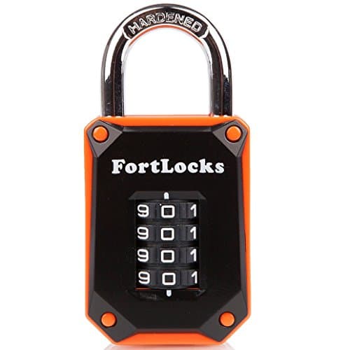 Image of Locker Padlock with Code | Combination Lock for Indoor and Outdoor Use | 7mm Strong Shackle, Heavy-Duty, Cut-Proof | 1-Pack, Orange