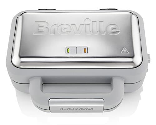 Image of Breville DuraCeramic Waffle Maker | Non-Stick and Easy Clean Waffle Iron with Deep-Fill Removable Plates | White and Stainless Steel [VST072]