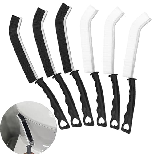 Image of KEYRI 6 Pieces Crevice Cleaning Brush, Groove Detail Cleaner Scrub Brush Hard Bristle Crevice Cleaning Brush, Dead Corners Multifunctional Brushes for Bathroom Kitchen Window Door (3 Black + 3 White)