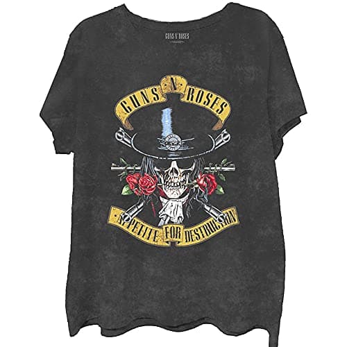 Image of Guns N' Roses T Shirt Appetite Washed Official Dip Dye on Black Unisex L
