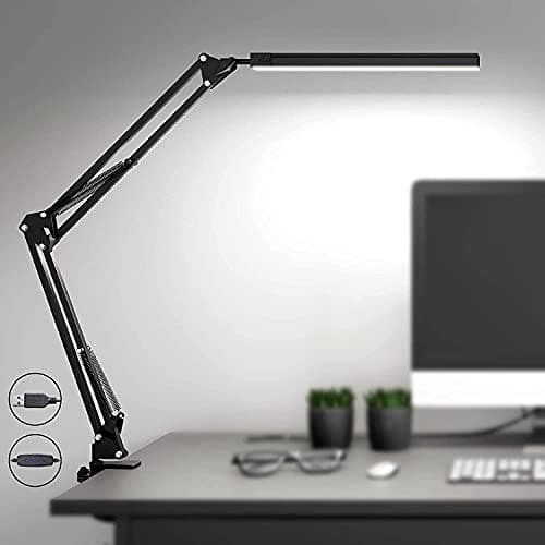 Image of SKYLEO LED Desk Lamp with Clamp - LED Desk Light for Office - 3 Color Modes X 10 Brightness Levels - 1100LM - Memory Function - 12W Study Lamp - Black