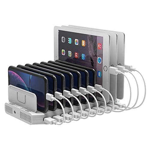 Image of Unitek Charging Station for Multiple Devices, USB Charging Dock with Adjustable Dividers, QC 3.0 and SmartIC, iPhone, iPad, Tablet Organizer Stand-(UL Certified)