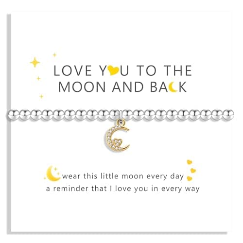 Image of Little Love You To The Moon And Back Bracelet For Women Girls Wife Lover Gold Plated Moon Pendant Jewellery Gifts For Women Female Birthday Christmas Anniversary Valentines Day (Love You To The Moon)