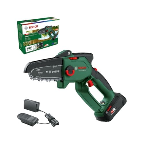 Image of Bosch Mini Chain Saw EasyChain 18V-15-7 (for Cutting Through Wood; 18 Volt System; Chain Speed: 6.95m/s; with 2.5Ah Battery and Charger)