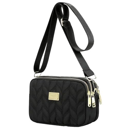Image of ModaZeal Ladies Crossbody Bag for Women Small Quilted Handbags Multi Pocket Shoulder Bags Women Nylon Cross Body Bags with Detachable Wide Strap