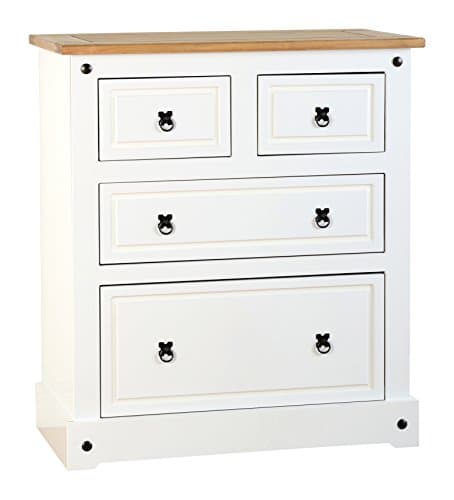 Image of Seconique Corona 2+2 Drawer Chest - White/Distressed Waxed Pine