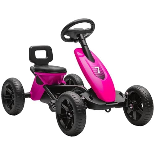 Image of AIYAPLAY Pedal Go Kart for Kids, Children Ride-On Race Car with Silent EVA Tyres, for 2-5 Years, Pink