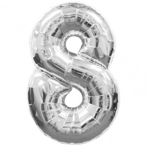 Image of 16" Silver Number 8 Foil Balloons Air Filled Self Inflating Birthday Anniversary Wedding Party Banner Decorations