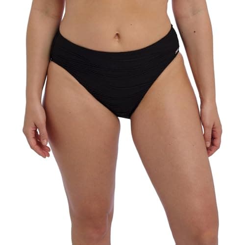 Image of Fantasie Swim Women's Beach Waves Mid Rise Bikini Brief Bottoms, Black, S
